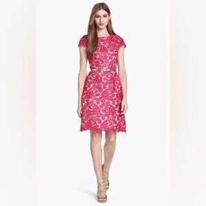 Eliza J NWT Bright Pink Lace Cap Sleeve Dress
